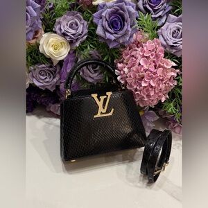 Louis Vuitton Capucines Mini Black Python Handbag